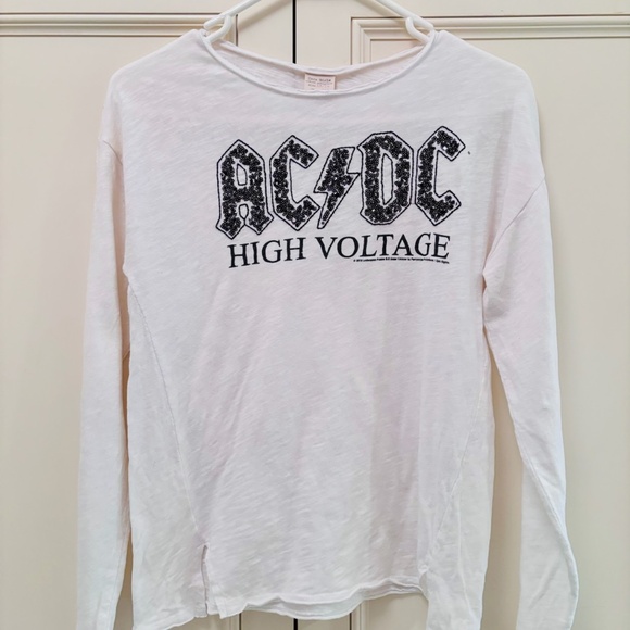 zara AC/DC Sequins Long Sleeve Tee kids size 13/14 - Picture 1 of 2